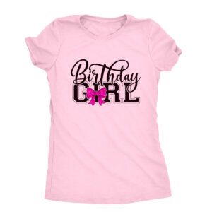Preppy Birthday Girl T-shirt with pink bow – perfect gift for girls’ birthday party