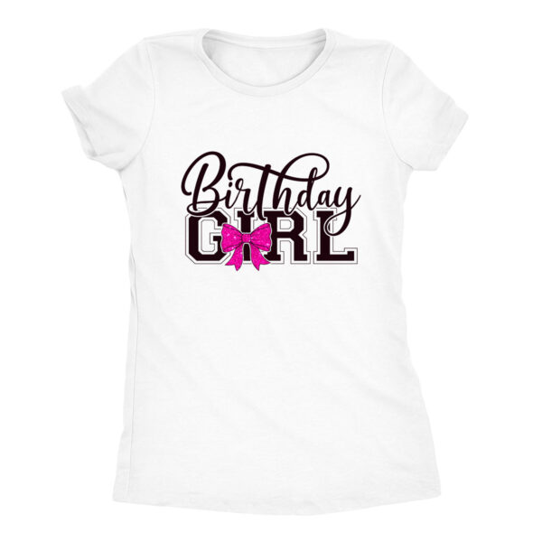 Preppy Birthday Girl T-shirt with pink bow – perfect gift for girls’ birthday party